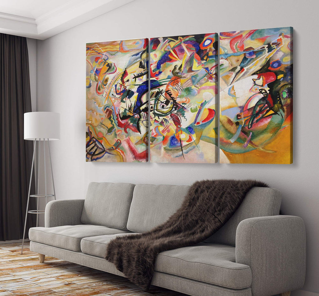 Composition VII by Wassily Kandinsky Canvas Art Wall Home Decor - Various Sizes (3 Pieces Large)