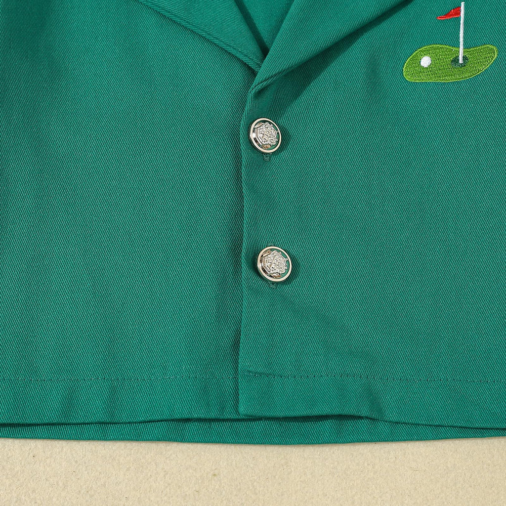 Kid Toddler Baby Boy Golf Outfit Golf Embroidery T-Shirt Quarter Zipper Short Sleeve Collared Shirt Top Coat Clothes