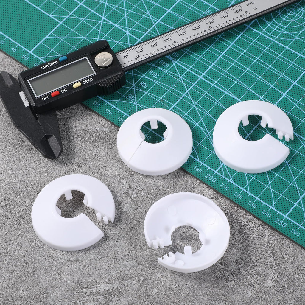 9 PCS Escutcheon Plate, Plastic Plumbing Cover Plates White Split Flange Pipe Cover Fit 1/2 Inch Flange Water Pipe