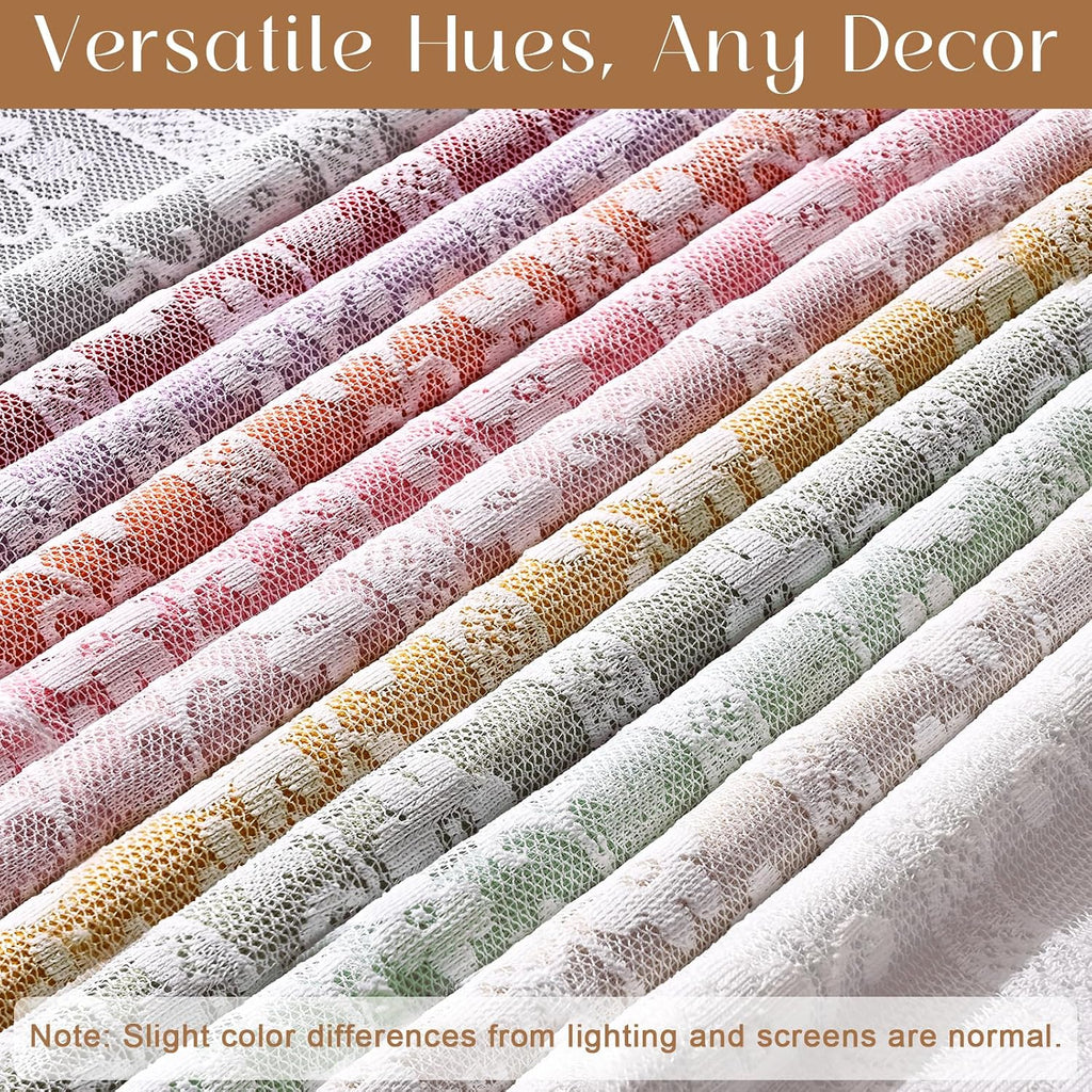 Linen Valances for Windows Farmhouse, Double Layers Kitchen Curtains with Linen and Lace, Rustic Valance Curtains for