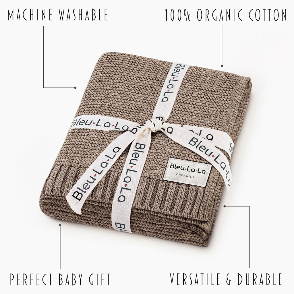 100% Organic Cotton Heritage Knit Textured Baby Blanket - Signature Heritage Knit, Soft Breathable Newborn Baby