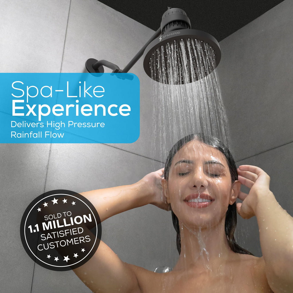 Rain Shower Head, 8 Inch Round, Midnight Black Matte Finish