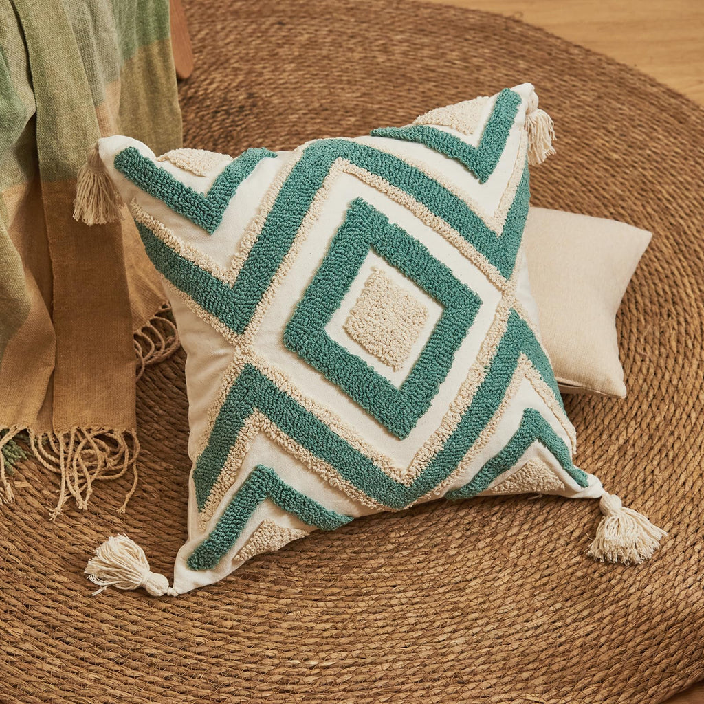18x18 Pillow Covers-Throw Pillow Cover Tufted Boho Jacquard Pillow Covers Farmhouse Decorative Pillow Cover Pillow