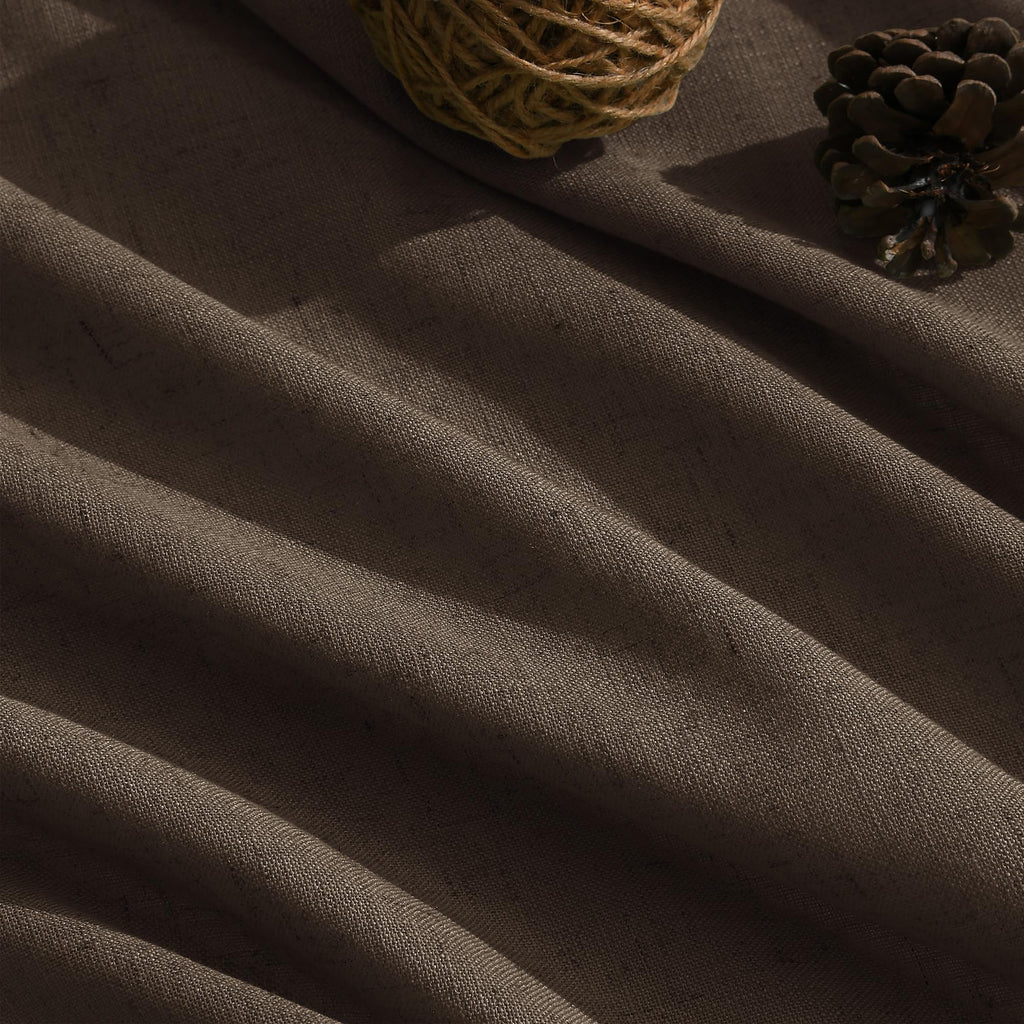 Chocolate Linen Blend Light Filtering Back Tab Curtains 96 Inches Long, Semi Sheer Privacy Drapes, 52x96 inch, 2
