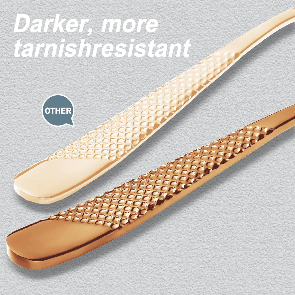 Hammered Rose Gold Stainless Steel 20-Piece Modern Flatware Set