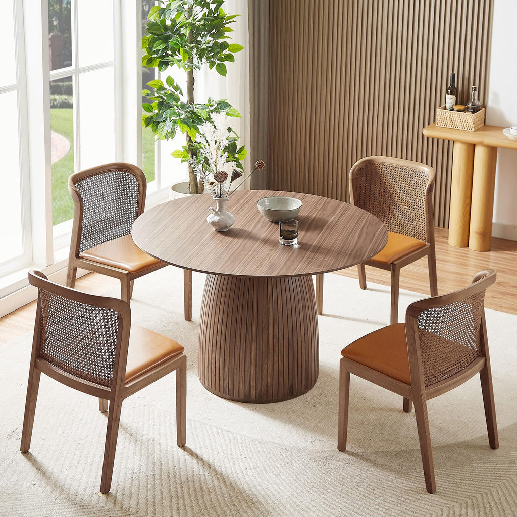 Inspired Saarinen Style 47.2''Round Dining Table for 4, Modern Kitchen Table with Wooden Pedestal Base, Minimalist Elegant Dining Table