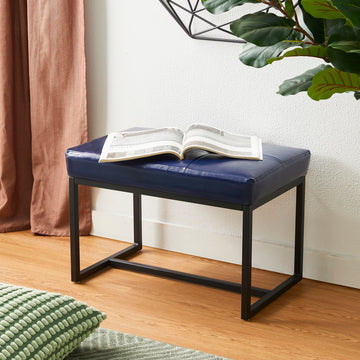 Ottoman Bench, Modern PU Leather Vanity Stools Chairs with Metal Frame, Makeup Stool Padded Foot Rest Stool Vanity
