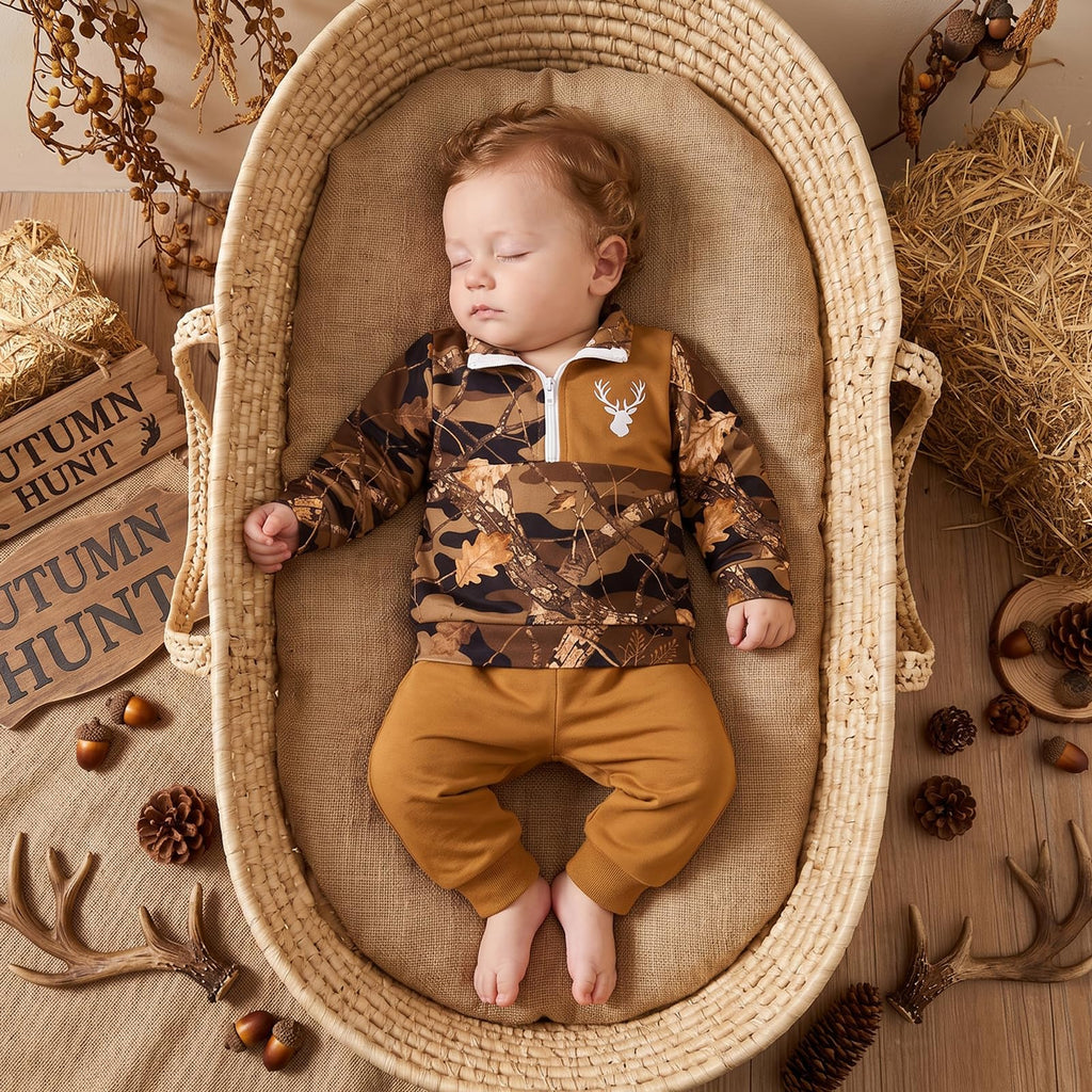 Baby Boy Hunting Outfit Deer Sweatshirt Pants Set
