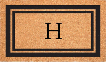 152962436H Black Border 24" x 36" Monogram Doormat, (Letter H)