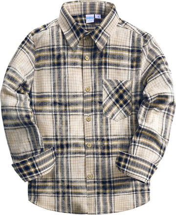 Boys Flannel Shirts Long Sleeve Button Down Plaid Shirt