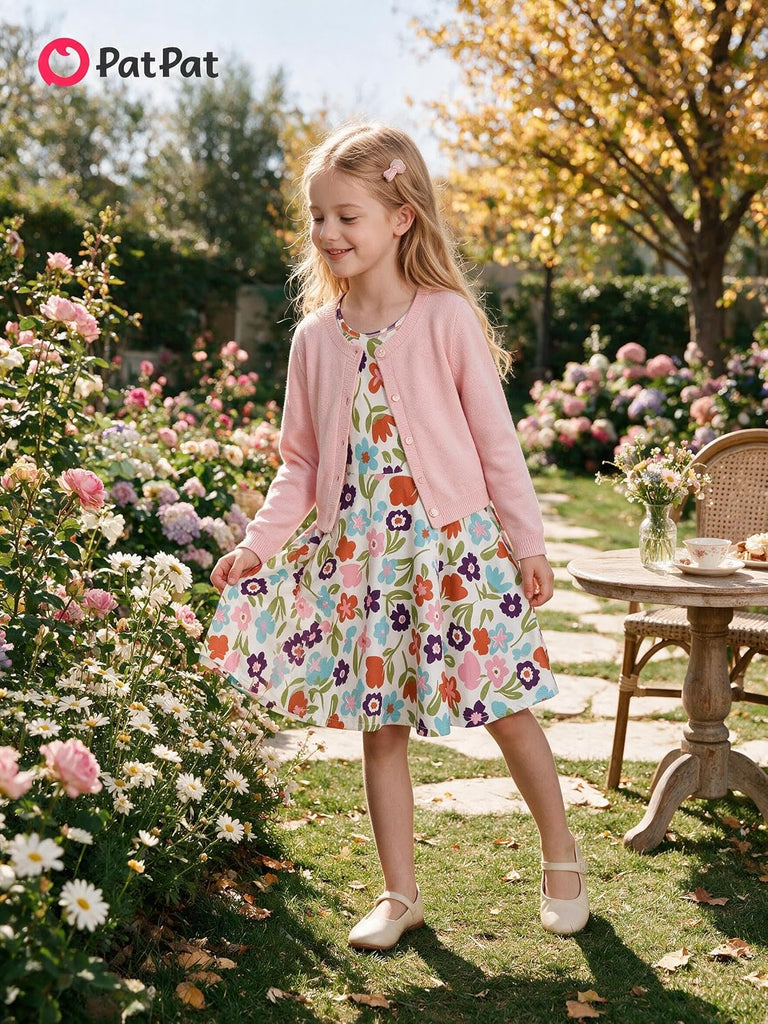 Girls Long Sleeve A Line Skater Dress Casual Everyday Outfit