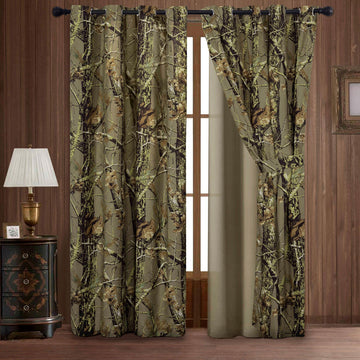 Salem 4-Piece Cabin Lodge Forest Woods Grommet Window Curtain Set, 2 Panels (54" W x 84" L, Natural)