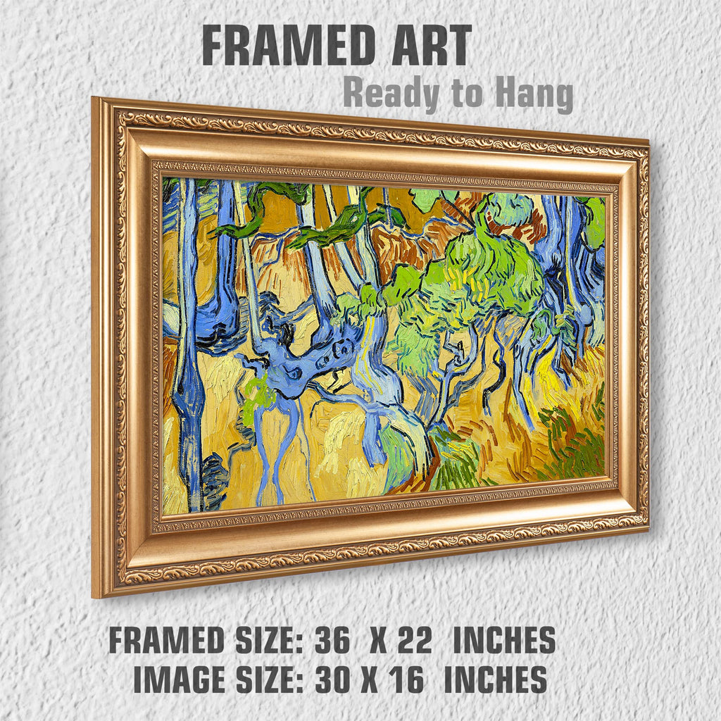 Tree Roots by Vincent van Gogh, Wide Gold Embossed Framed Art