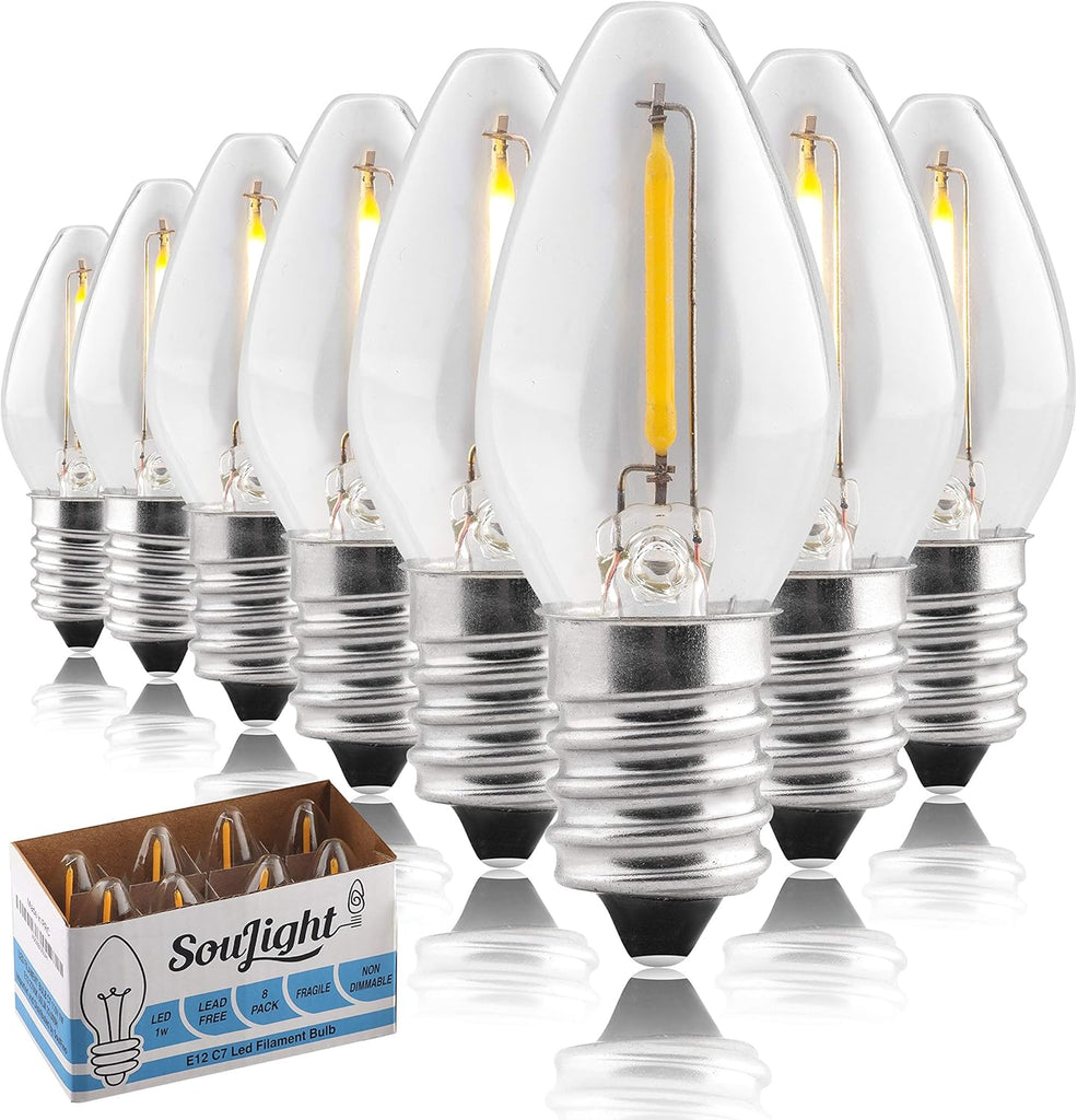 LED Night Light Bulb - C7 E12 LED Bulbs - Candelabra Light Bulbs, 1 Watt Equivalent 10W Incandescent Bulb, Warm White
