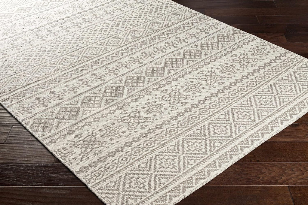 Orange Wool Hallway, Kitchen Runner Rug - Geometric Diamond Striped Border Medallion - Bohemian Transitional Tribal
