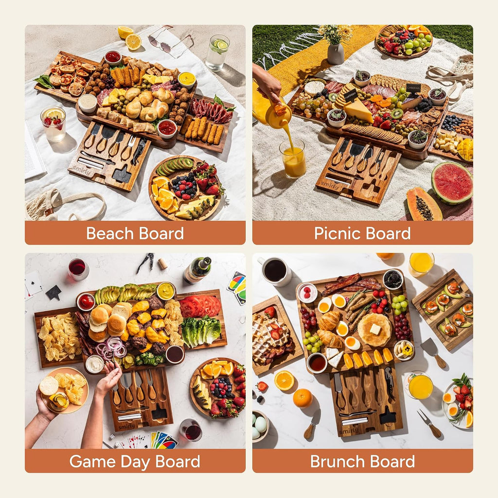 Charcuterie Boards Set, Large Cheese Board Set, Acacia | House Warming Gift, Wedding Gift for Couple, Bridal Shower
