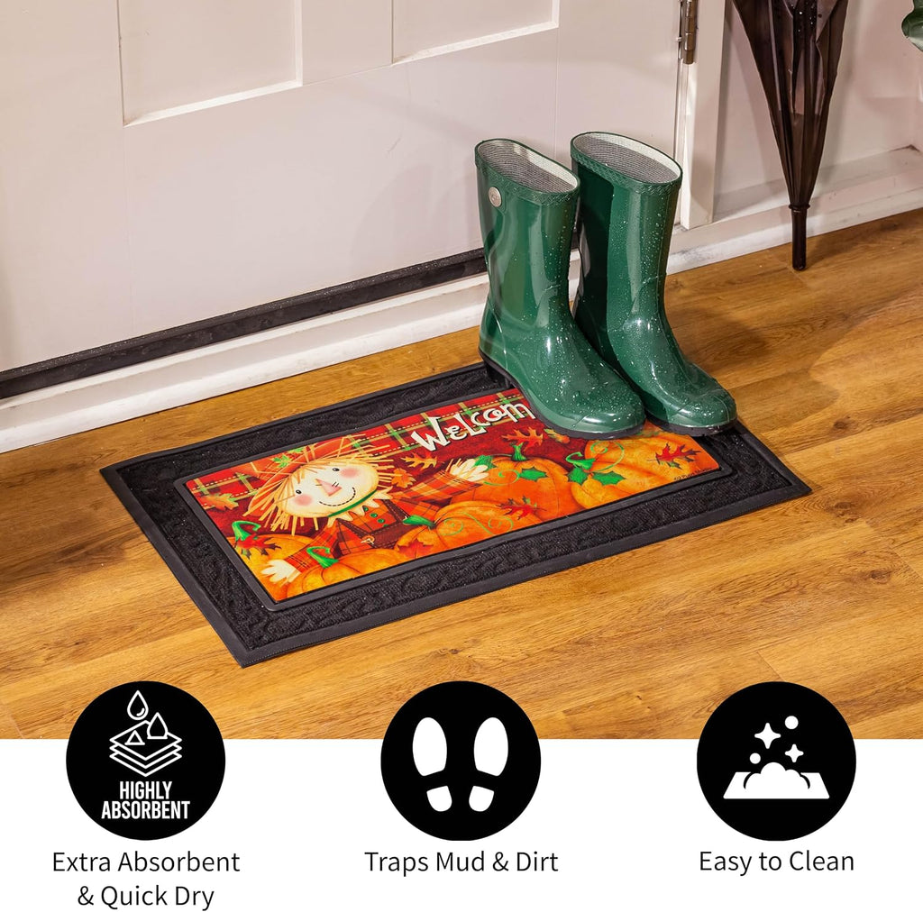 Sassafras Doormat Insert Bundle & Tray Set of 5, Spring Summer Fall Winter Interchangeable Entrance Door mats Indoor