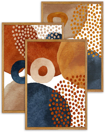 Mid Century Abstract Wall Art, Set of 3, 16 x 24 Inch