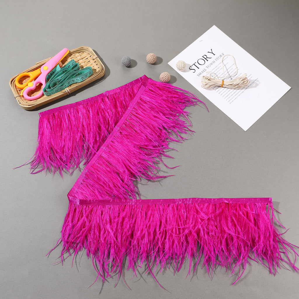 Fuchsia Ostrich Feather Trim, 4 Inch 2 Yards