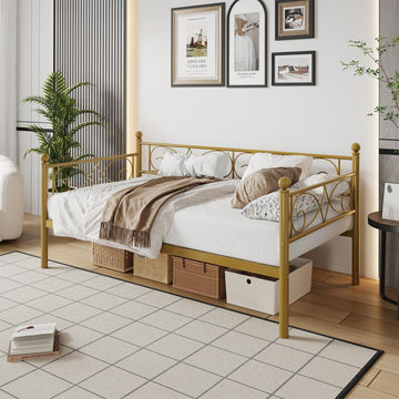Twin Size Daybed Frame, Metal Sofa Day Bed Frame, Gold