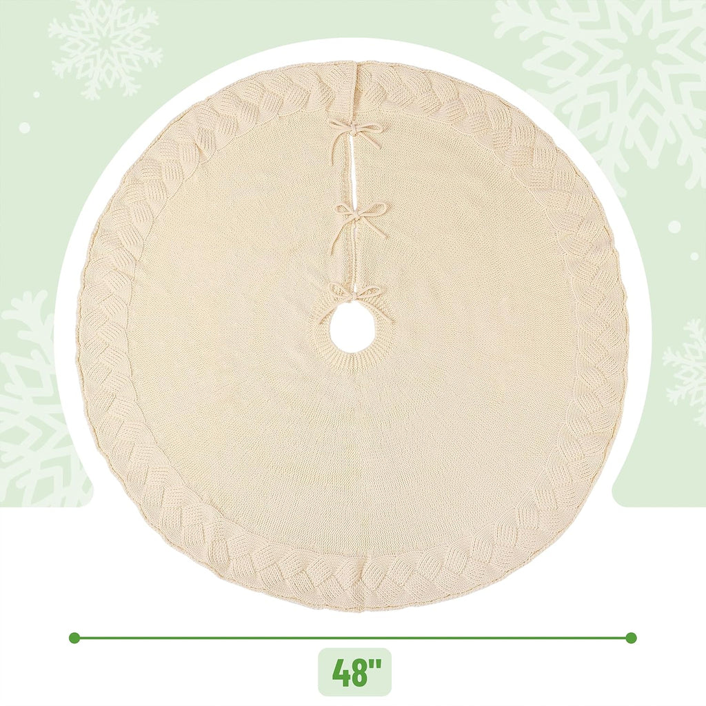 Christmas Tree Skirt - 48 Inch Knitted Xmas Tree Skirt