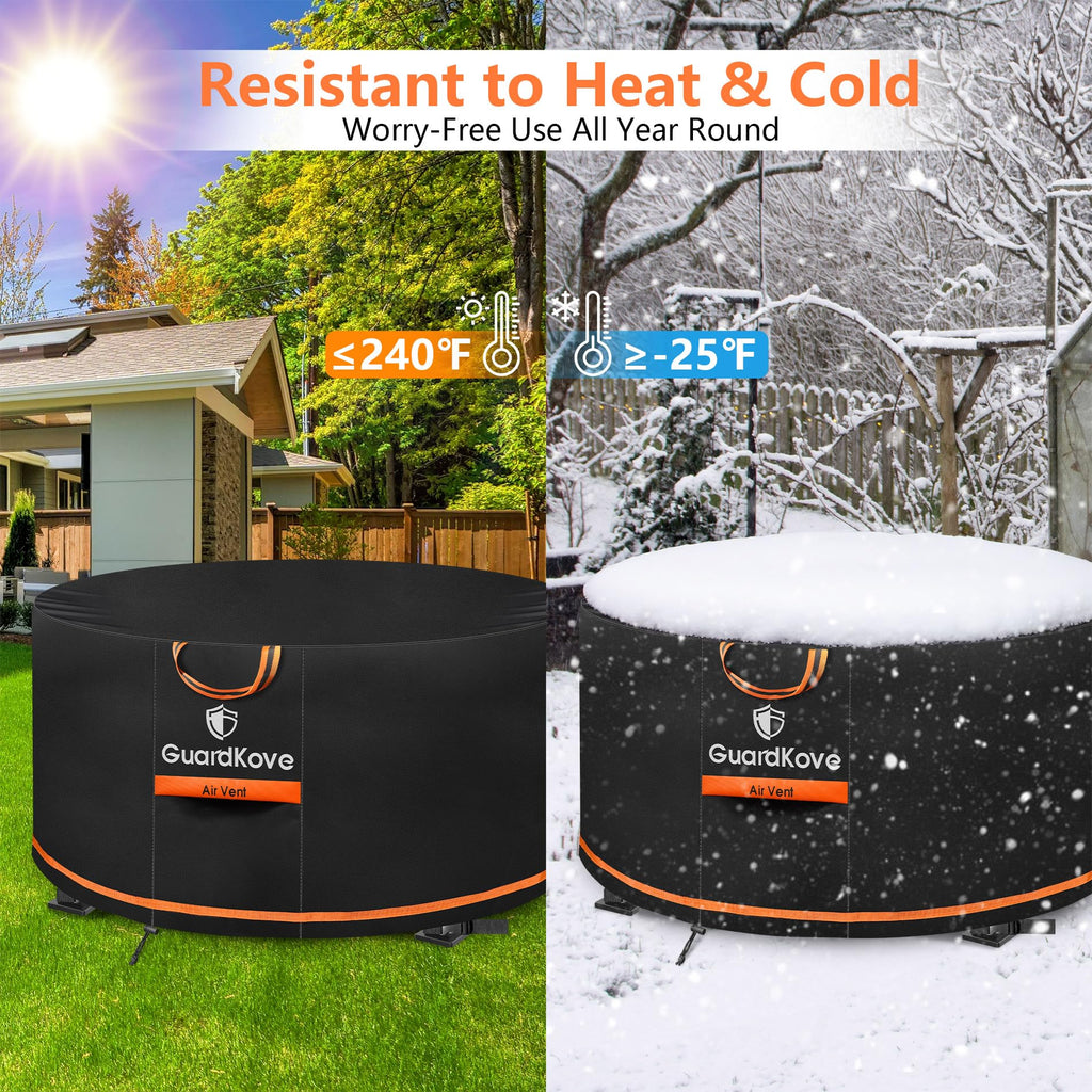 Upgraded 1000D Heavy Duty Fabric] 32 inch Fire Pit Cover Round