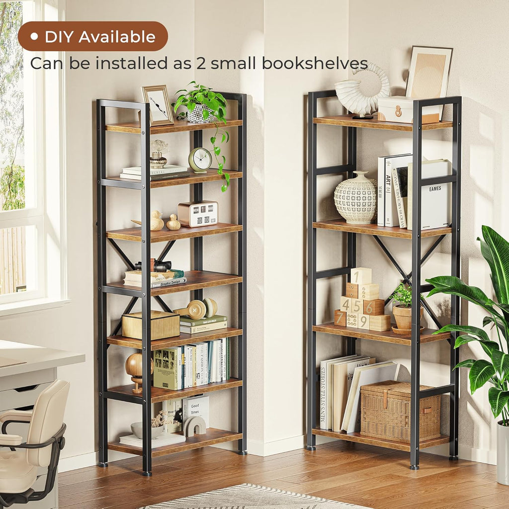 Triple Bookshelf, Bookcase with 11 Open Display Shelves, Wide Book Shelf Book Case, 4 Tier, Brown,ABC009Z
