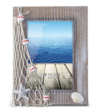 Brown Nautical Decor, 4x6 Picture Frame - 7.75 Inch