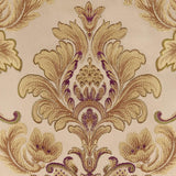 Luxury Rectangle Tablecloth 60 x 84 Inches, Elegant Damask Golden Floral Table Cover with Handmade T
