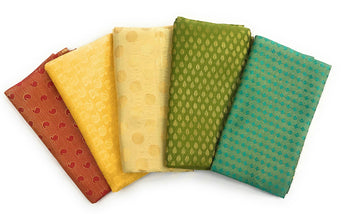 Pack of 5 Woven Brocade Fabric for Saree Blouse/Assorted Colors/Colors May Vary/Return Gift for Pooja BP5 Saree
