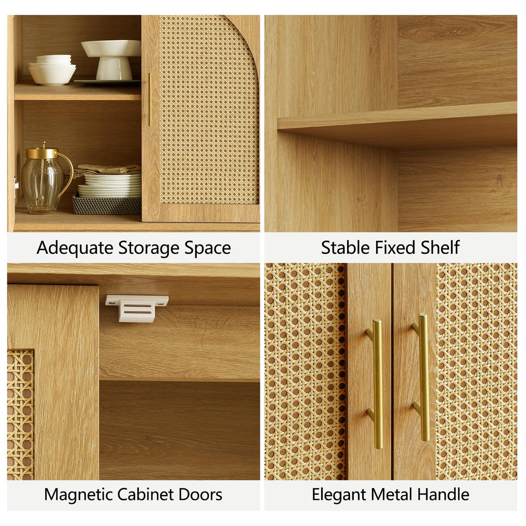 31.5" Sideboard Buffet Cabinet with Storage, Light Oak, 2pcs