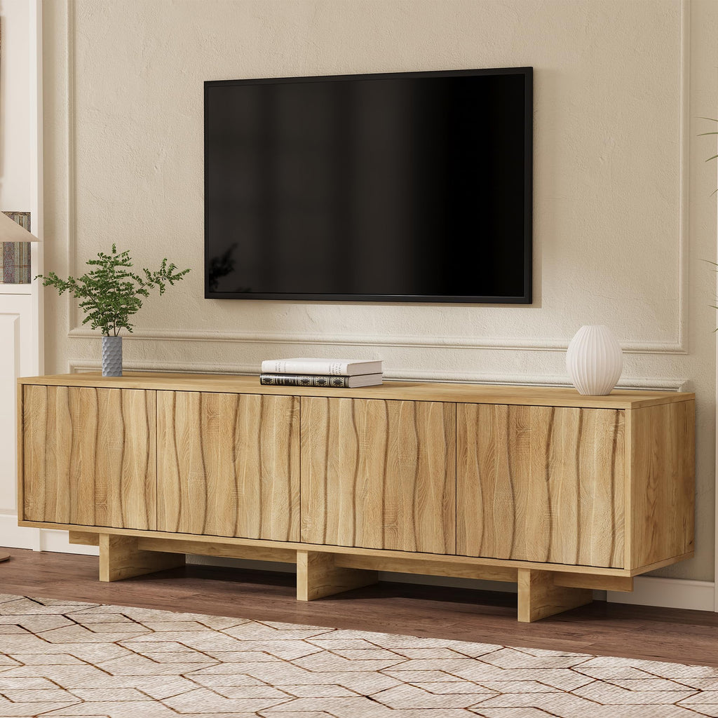 70'' Farmhouse TV Stand for TVs up to 75", Natural Media Console