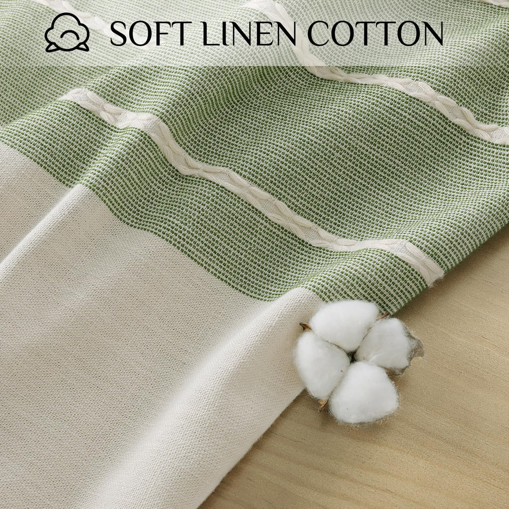 Outdoor Linen Rectangle Tablecloth with Tassel, 55 x 84 Inch
