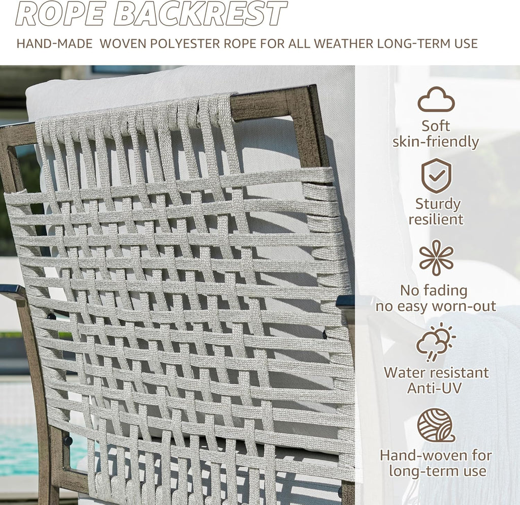 NATURAL EXPRESSIONS Patio Furniture Set,4 Piece Outdoor Conversation Metal Swivel Rocking Chairs Set with Hand-Woven