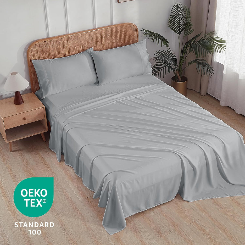 100% Bamboo Viscose King Sheet Set, 400 Thread Count, Cooling Sheets for Hot Sleepers, 16" Deep Pocket, Ultra Soft