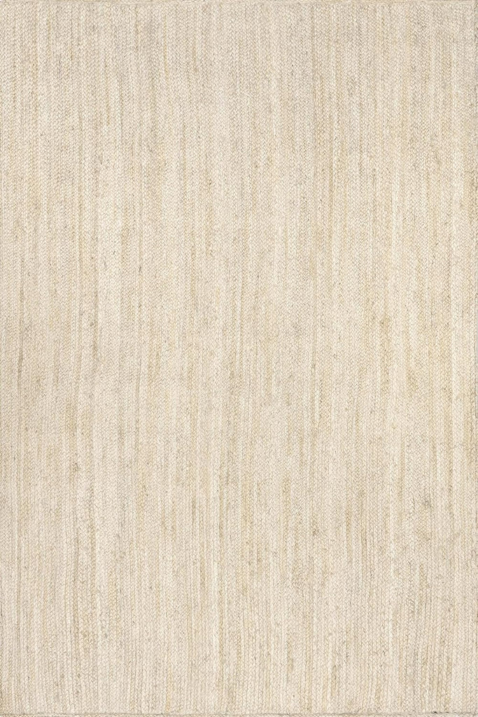 9x12 Rigo Jute Hand Woven Area Rug, Off White, Solid Farmhouse Design, Natural Fiber