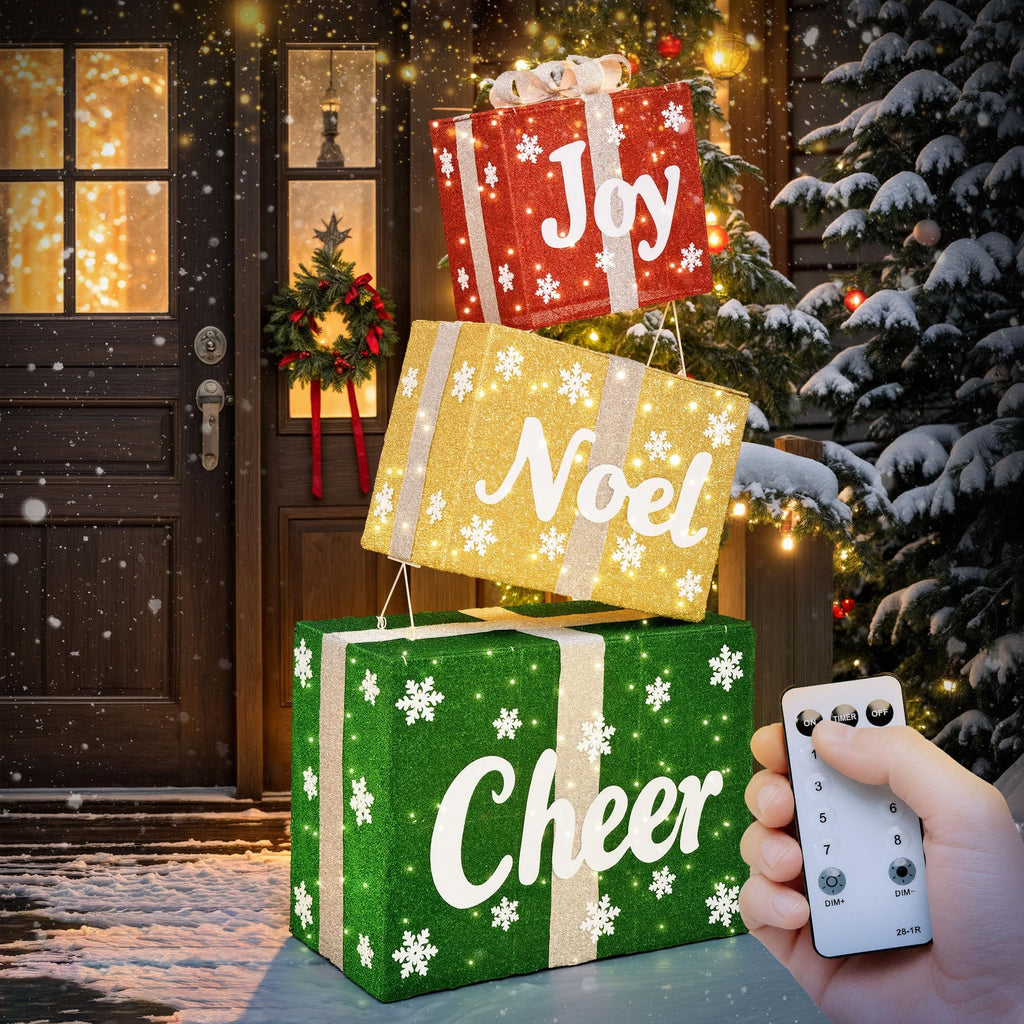 3D Jumbo Gift Box Outdoor Christmas Decoration with Timer&Remote Control