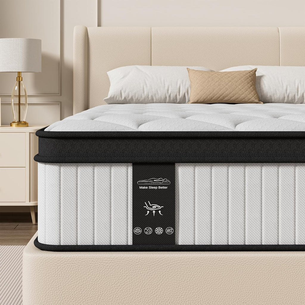 Mattress Queen Size, 12 Inch Hybrid Queen Mattress in a Box, Medium Firm | Queen Size Mattress with Cooling Gel