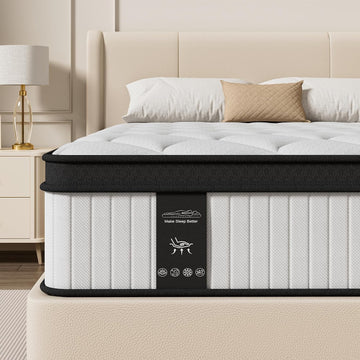 King Size Mattress, 12 Inch Hybrid Mattress King Size in a Box, Medium Firm | King Mattress with Cooling Gel Memory