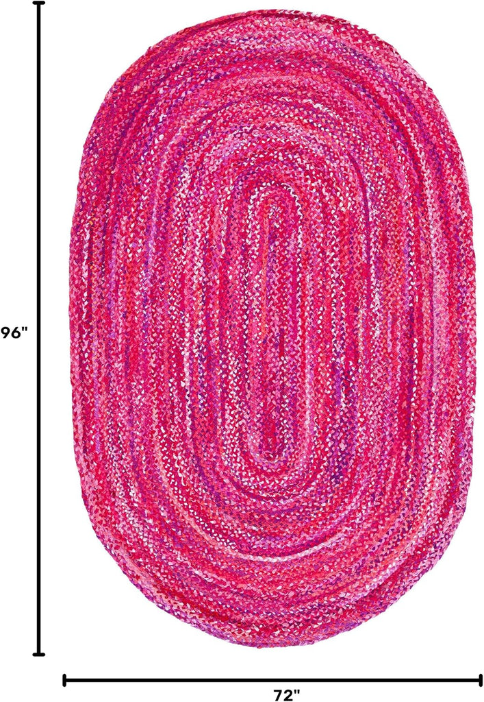 Braided Oval Rug 6x8, Pink & Fuchsia BRD452U