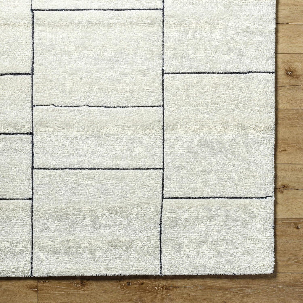 Pira Wool Living Room, Bedroom Area Rug - Geometric Striped Tile Square Abstract - Contemporary Modern Minimalist