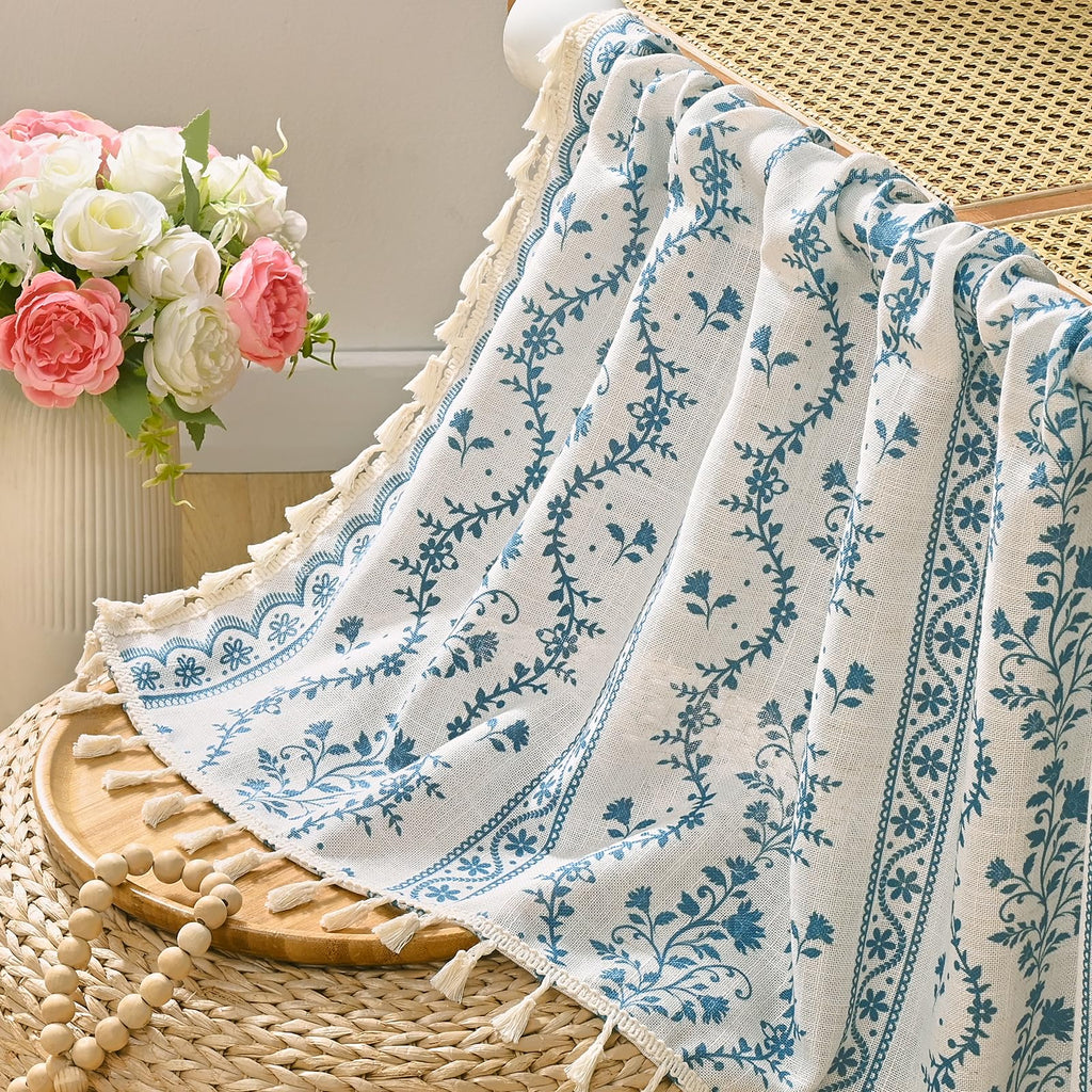 2 Pack Boho Valance Curtains Vintage Linen Kitchen Valances for Windows Light Filtering Bohemian Floral Valance Rod