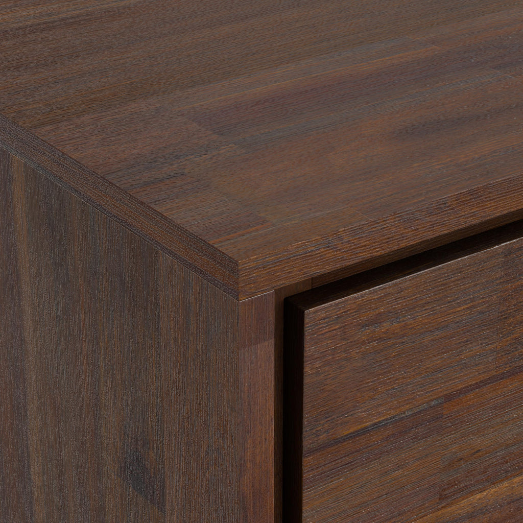 Lowry 72" Wide Acacia Wood TV Stand in Distressed Charcoal Brown