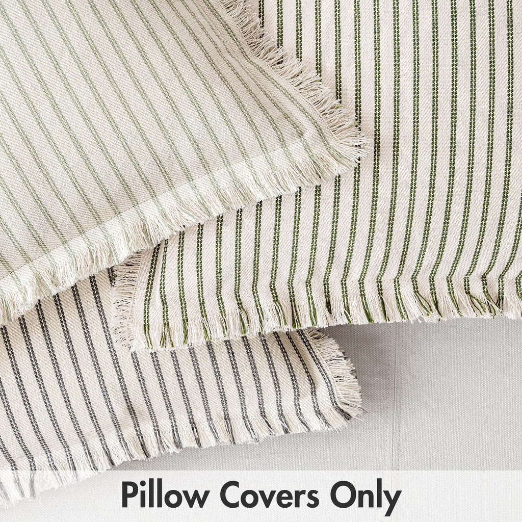 Sage Green Striped Euro Decorative Throw Pillow Covers, 22x22