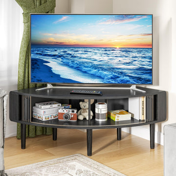 44 Inch Curved Corner TV Stand for Ups to 40" TVS, Black