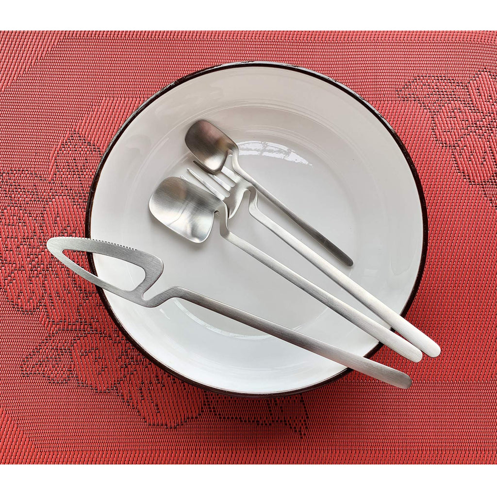 Matte Silver Cutlery Set 24 Pack, Kitchen Silverware/Flatware Anti-rust Utensil Set, Stainless Steel Dinnerware Set