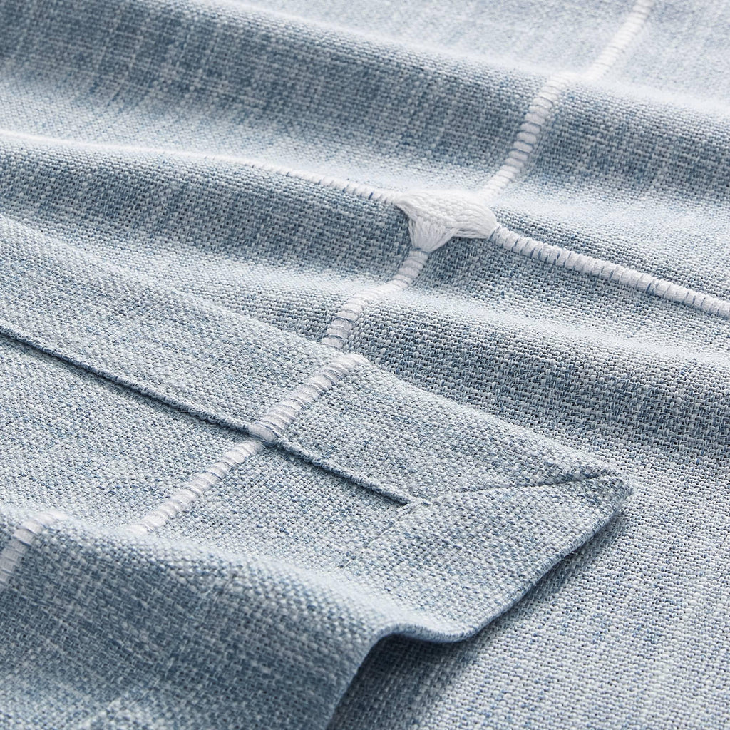 Grid Embroidered Rectangle Hemmed Tablecloths 60x104in, Blue