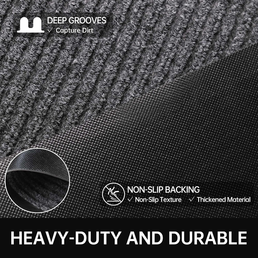 Front Door Mat, 3' x 5' Heavy Duty Indoor Outdoor Welcome Mat , Commercial Floor Entrance, Low Profile, Non-Slip