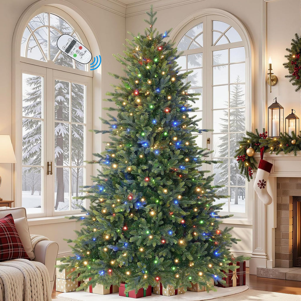 Prelit Artificial Fir Christmas Tree with Dual Color Lights