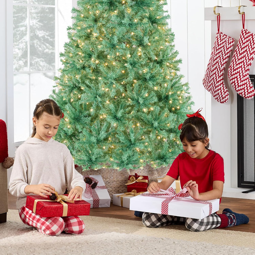 Pre-Lit Sage Green Christmas Tree, Full Artificial Holiday Decoration w/ 2,000 Branch Tips, 900 Lights, Foldable